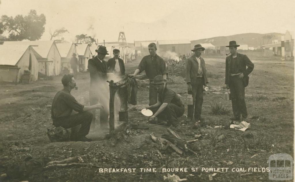 Breakfast time, Bourke Street Powlett Coalfields, Wonthaggi, 1910