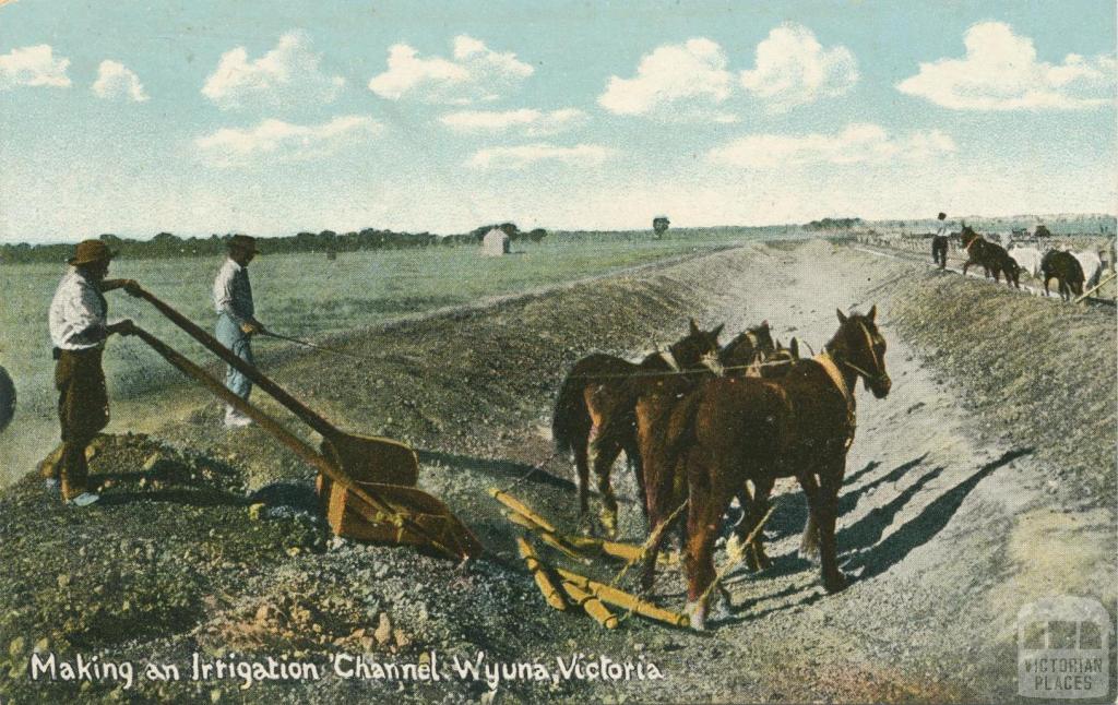 Making an irrigation channel, Wyuna