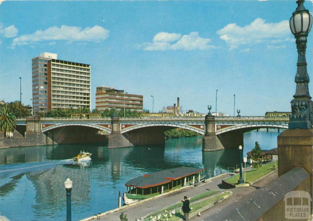 Princes Bridge with Mobil Oil building, Melbourne, 1978