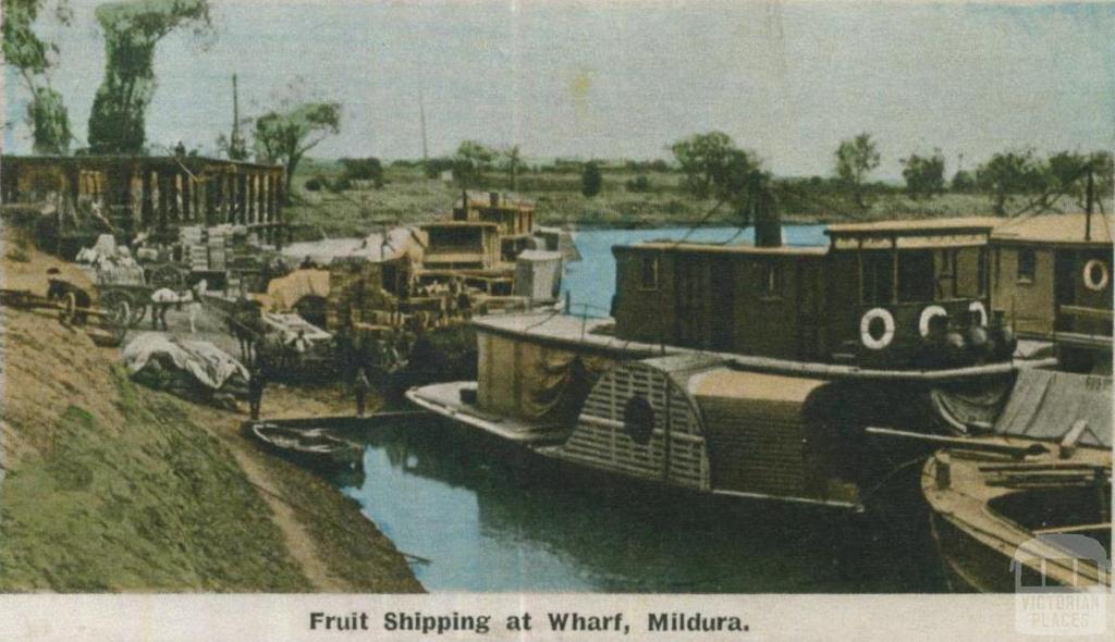 Fruit shipping at wharf, Mildura