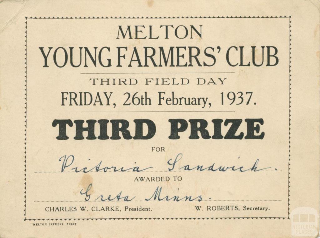 Melton Young Farmers' Club, 1937