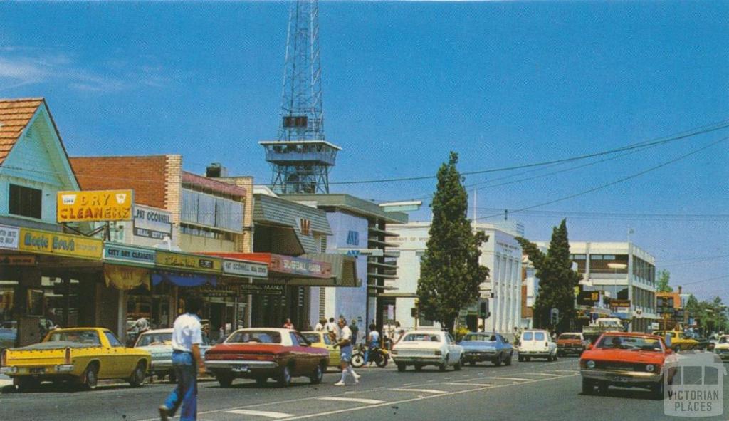 Wyndham Street showing telecommunications tower, Shepparton