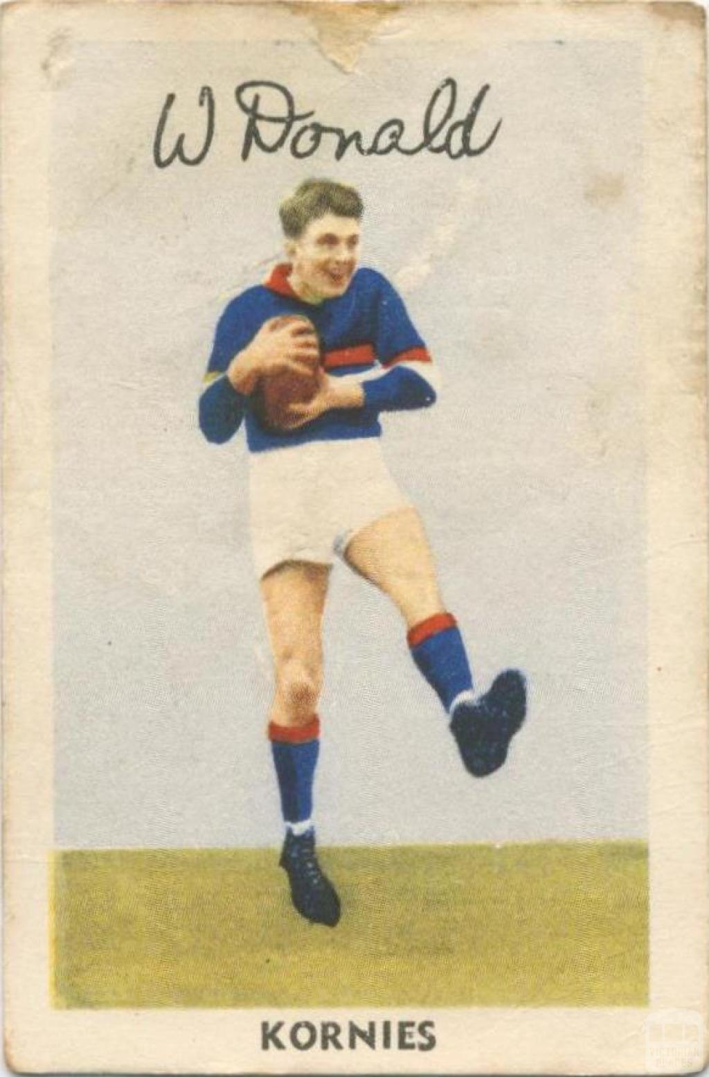 W. Donald, Footscray Football Club, Kornies Card